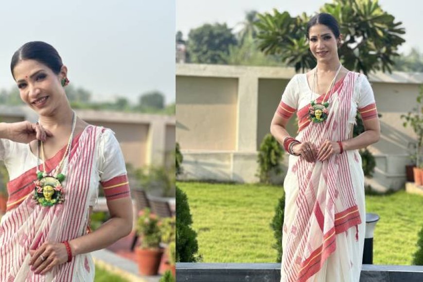 তবে ভারী ফ্যাব্রিক নয়। সুতি, লিনেন, শিফনের মতো হালকা ফ্যাব্রিকের শাড়িই উৎসবের সময় রিচার পছন্দ। কারণ আনন্দের সঙ্গে প্রয়োজন আরামও।