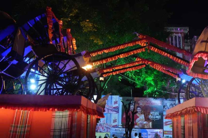 Slide 'জীবে প্রেম করে যেই জন', রিক্সাকে প্রতীক করে সল্টলেক জিডি ব্লকের পুজোয় ফুটে উঠেছে এক অন্য ছবি