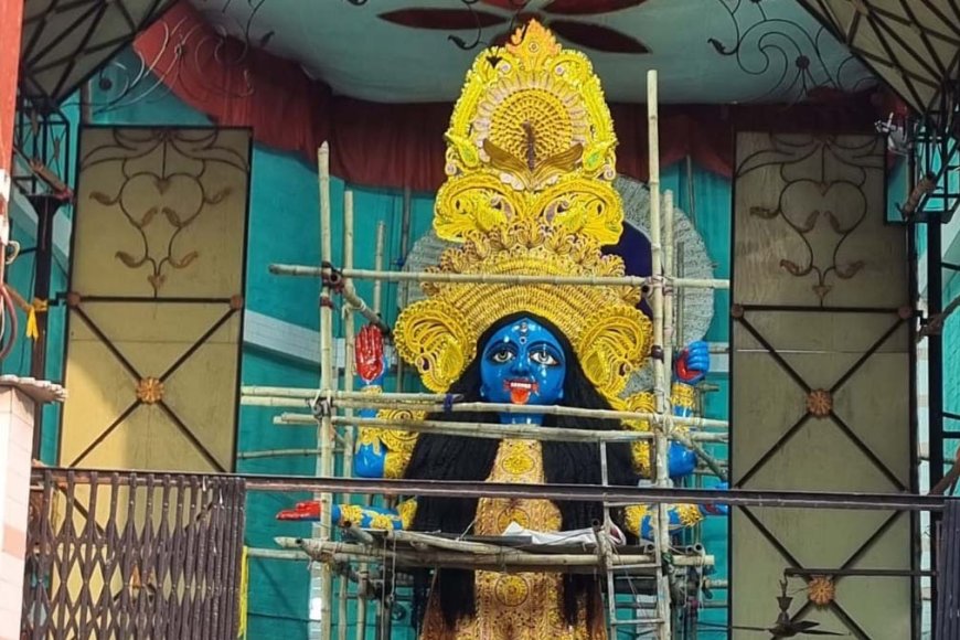 চমক এল শুক্রবার দুপুরে।  পাথুরিয়াঘাটা ব্যায়াম সমিতির সর্বজনীন কালী পুজোয়, ডাকের সাজের প্রতিমা হত গত কয়েকবছর। এবার বদলে গিয়েছে সেই সাজ। শতবর্ষের প্রাক্কালে পুরনো সোনালি সাজে ফিরেছে পাথুরিয়াঘাটার বড় কালী।