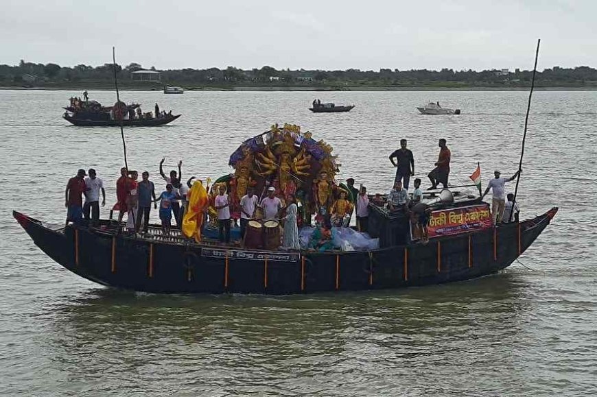 Ichamati river at Taki in North 24 Parvana turns a place of exchanging wishes between India and Bangladesh people on Vijaya Dashami